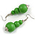 Chunky Green Long Wooden Bead Necklace, Flex Bracelet and Drop Earrings Set - 90cm Long - view 6