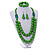 Chunky Green Long Wooden Bead Necklace, Flex Bracelet and Drop Earrings Set - 90cm Long - view 2