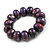 Purple/ Black/ Red/ Silver Wooden Bead Long Necklace, Drop Earrings, Flex Bracelet Set - 80cm Long - view 6