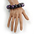 Purple/ Black/ Red/ Silver Wooden Bead Long Necklace, Drop Earrings, Flex Bracelet Set - 80cm Long - view 4