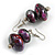 Purple/ Black/ Red/ Silver Wooden Bead Long Necklace, Drop Earrings, Flex Bracelet Set - 80cm Long - view 7