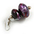 Purple/ Black/ Red/ Silver Wooden Bead Long Necklace, Drop Earrings, Flex Bracelet Set - 80cm Long - view 11
