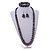 Purple/ Black/ Red/ Silver Wooden Bead Long Necklace, Drop Earrings, Flex Bracelet Set - 80cm Long - view 3
