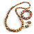 Multicoloured Wooden Bead Long Necklace, Drop Earrings, Flex Bracelet Set - 80cm Long - view 8