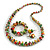 Multicoloured Wooden Bead Long Necklace, Drop Earrings, Flex Bracelet Set - 80cm Long - view 8