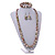 White/ Black/ Green/ Magenta Wooden Bead Long Necklace, Drop Earrings, Flex Bracelet Set - 80cm Long - view 3