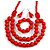 Chunky Red Long Wooden Bead Necklace, Flex Bracelet and Drop Earrings Set - 90cm Long - view 2