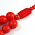 Chunky Red Long Wooden Bead Necklace, Flex Bracelet and Drop Earrings Set - 90cm Long - view 7