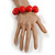 Chunky Red Long Wooden Bead Necklace, Flex Bracelet and Drop Earrings Set - 90cm Long - view 5