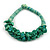 Ethnic Handmade Semiprecious Stone with Cotton Cord Necklace, Bracelet and Hoop Earrings Set In Green - 56cm L - view 7