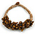 Ethnic Handmade Semiprecious Stone with Cotton Cord Necklace, Bracelet and Hoop Earrings Set In Brown/ Beige - 56cm L - view 6