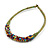 Ethnic Handmade Semiprecious Stone with Cotton Cord Necklace, Bracelet and Hoop Earrings Set In Multi - 56cm L - view 9