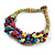 Ethnic Handmade Semiprecious Stone with Cotton Cord Necklace, Bracelet and Hoop Earrings Set In Multi - 56cm L - view 11