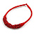 Ethnic Handmade Semiprecious Stone with Cotton Cord Necklace, Bracelet and Hoop Earrings Set In Red - 56cm L - view 9