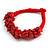 Ethnic Handmade Semiprecious Stone with Cotton Cord Necklace, Bracelet and Hoop Earrings Set In Red - 56cm L - view 7