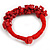 Ethnic Handmade Semiprecious Stone with Cotton Cord Necklace, Bracelet and Hoop Earrings Set In Red - 56cm L - view 11