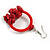 Ethnic Handmade Semiprecious Stone with Cotton Cord Necklace, Bracelet and Hoop Earrings Set In Red - 56cm L - view 12