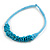 Ethnic Handmade Turquoise Stone with Cotton Cord Necklace, Bracelet and Hoop Earrings Set - 56cm L - view 9