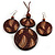 Long Brown Cord Wooden Pendant with Floral Motif, Drop Earrings and Bangle Set in Brown - 76cm L/ Medium Size Bangle - view 8