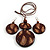 Long Brown Cord Wooden Pendant with Floral Motif, Drop Earrings and Bangle Set in Brown - 76cm L/ Medium Size Bangle - view 9