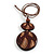 Long Brown Cord Wooden Pendant with Floral Motif, Drop Earrings and Bangle Set in Brown - 76cm L/ Medium Size Bangle - view 10