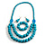 Chunky Turquoise Blue Long Wooden Bead Necklace, Flex Bracelet and Drop Earrings Set - 90cm Long - view 3