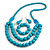 Chunky Turquoise Blue Long Wooden Bead Necklace, Flex Bracelet and Drop Earrings Set - 90cm Long - view 8
