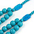Chunky Turquoise Blue Long Wooden Bead Necklace, Flex Bracelet and Drop Earrings Set - 90cm Long - view 9