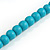 Chunky Turquoise Blue Long Wooden Bead Necklace, Flex Bracelet and Drop Earrings Set - 90cm Long - view 10