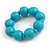 Chunky Turquoise Blue Long Wooden Bead Necklace, Flex Bracelet and Drop Earrings Set - 90cm Long - view 7