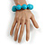 Chunky Turquoise Blue Long Wooden Bead Necklace, Flex Bracelet and Drop Earrings Set - 90cm Long - view 5