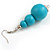Chunky Turquoise Blue Long Wooden Bead Necklace, Flex Bracelet and Drop Earrings Set - 90cm Long - view 11