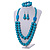 Chunky Turquoise Blue Long Wooden Bead Necklace, Flex Bracelet and Drop Earrings Set - 90cm Long - view 2