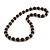 Dark Brown Wood and Silver Acrylic Bead Necklace, Earrings, Bracelet Set - 70cm Long - view 9