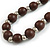 Dark Brown Wood and Silver Acrylic Bead Necklace, Earrings, Bracelet Set - 70cm Long - view 6