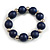 Dark Blue Wood and Silver Acrylic Bead Necklace, Earrings, Bracelet Set - 70cm Long - view 10