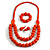 Chunky Orange Long Wooden Bead Necklace, Flex Bracelet and Drop Earrings Set - 90cm Long - view 2