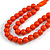 Chunky Orange Long Wooden Bead Necklace, Flex Bracelet and Drop Earrings Set - 90cm Long - view 10