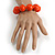Chunky Orange Long Wooden Bead Necklace, Flex Bracelet and Drop Earrings Set - 90cm Long - view 4