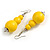 Chunky Yellow Long Wooden Bead Necklace, Flex Bracelet and Drop Earrings Set - 90cm Long - view 5