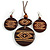 Long Brown Cord Wooden Pendant with with Tribal Motif, Drop Earrings and Bangle Set in Brown - 76cm L/ M Size Bangle - view 6