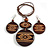 Long Brown Cord Wooden Pendant with with Tribal Motif, Drop Earrings and Bangle Set in Brown - 76cm L/ M Size Bangle - view 5