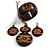 Long Brown Cord Wooden Pendant with with Tribal Motif, Drop Earrings and Bangle Set in Brown - 76cm L/ M Size Bangle - view 8