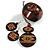 Long Brown Cord Wooden Pendant with with Tribal Motif, Drop Earrings and Bangle Set in Brown - 76cm L/ M Size Bangle - view 9