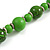 Long Wood Bead Necklace and Earring Set with Animal Print in Green/ 80cm L - view 7