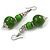 Long Wood Bead Necklace and Earring Set with Animal Print in Green/ 80cm L - view 6
