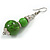 Long Wood Bead Necklace and Earring Set with Animal Print in Green/ 80cm L - view 8