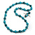 Long Wood Bead Necklace and Earring Set with Animal Print in Turquoise Colour/ 80cm L - view 2