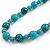 Long Wood Bead Necklace and Earring Set with Animal Print in Turquoise Colour/ 80cm L - view 7