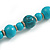 Long Wood Bead Necklace and Earring Set with Animal Print in Turquoise Colour/ 80cm L - view 6